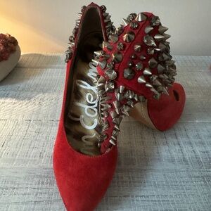 Sam Edelman Roza Red Spiked Heels Size 7.5